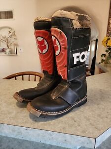 Vintage Motocross Boots Fox Racing Motorcycle MX Riding Leather Boot Dirt Bike