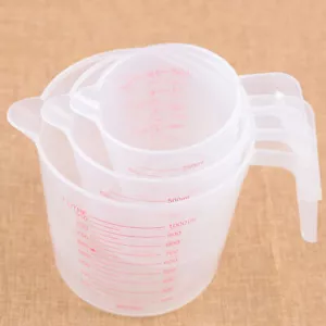 250/500/1000ML Set von 3 Messbecher Krug klar Backen Küche Set Mehl Wasser - Bild 1 von 5