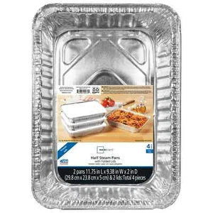 Mainstays Large Aluminum Foil Takeout Pans with Folded Lids 2 Count - Picture 1 of 4