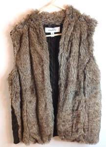 Sebby Kunstfell Weste Damen groß braun Zopfmuster Pullover vorne offen Boho Chic - Bild 1 von 10