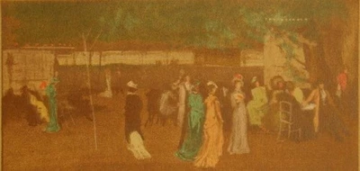 Gravura litográfica Thomas Way after J. M. Whistler 'Cremorne Gardens'; 1928 - Imagem 1 de 4