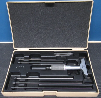 Mitutoyo 129-128 DMC 2.5-6 Inch Depth Micrometer Set w/ Case - Image 1 of 4
