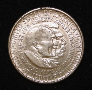 1952 GEORGE W. CARVER BOOKER T. WASHINGTON COMMEMORATIVE SILVER HALF DOLLAR - Picture 1 of 2