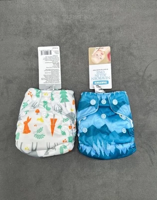 Thirsties NB AIO Baby Cloth Diaper All-In-One Newborn Deers & Mountains - Image 1 of 4