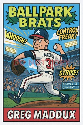 Tarjeta de arte parodia Greg Maddux como "Greg Maddux" - BALLPARK BRATS Foto 1 de 2
