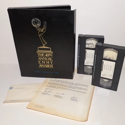 VERY RARE 1988 40th Emmy Awards Full Broadcast VHS Box Set Nominee Gift Set - Image 1 of 4