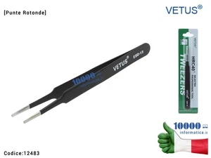 Pinzetta di Precisione VETUS ESD-13 [Punte Rotonde smussate] Acciaio Stainless S - Picture 1 of 1