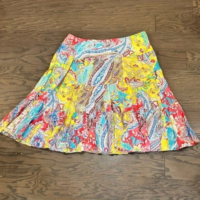 Ralph Lauren - Falda Midi Lauren Lino en Niveles - Estampado Boho Paisley Talla XL Foto 1 de 4