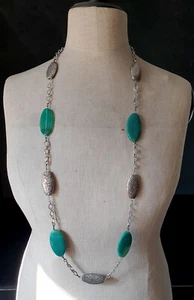 vintage gemstone jewel necklace GREEN AGATE - Picture 1 of 2