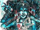 Kali Indian Hindu Goddess Tapestry Tattoo Poster Boho Vintage Wall Hanging Decor