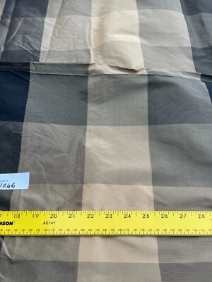 FABULOSA CALIDAD TAFETÁN SEDA CUADROS - NEGRO/OLIVA!!! Foto 1 de 4