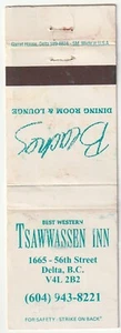 COPERTINA MATCHBOOK - TSAWWASSEN INN - DELTA BRITISH COLUMBIA CANADA - BEACH BAR - Foto 1 di 3
