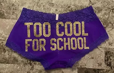 NWT VICTORIA'S SECRET PINK XS TOO COOL FOR SCHOOL VINTAGE RARE BOYSHORT PANTIES - Image 1 of 4
