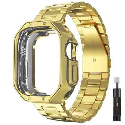 Pulseira de relógio de aço inoxidável para Apple Watch 10 9 8 7 6 5 4321 armadura macia estojo TPU - Imagem 1 de 4