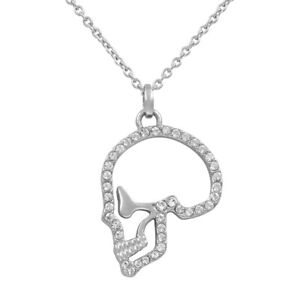 Skull Necklace one line design with white crystal By Controse