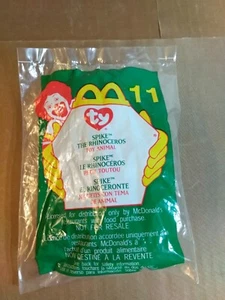 Spike the Rhinoceros #11 Ty Teenie Beanie Baby McDonalds Happy Meal Toy 2000 - Imagen 1 de 2