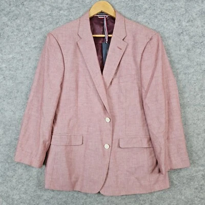 Blazer Tommy Hilfiger Hombre Rojo 100% Algodón Talla S42 Preppy Academia Iglesia Foto 1 de 4