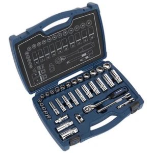 Sealey AK8991 Enchufe Set 34pc 1cmSq Conducir 6pt Walldrive Métrico - Imagen 1 de 1