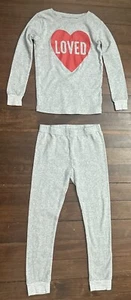 Carter’s 2 Piece Grey Heart Valentine’s Day Pajamas SZ 7 Sleep Set LOVED Striped - Picture 1 of 14