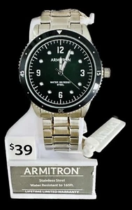 Armitron Men's Silver-Tone Green Dial Dress Watch WR 150m 20/5482GNSV - Picture 1 of 1