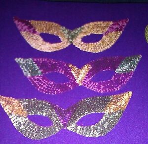 12 Sequined Mardi Gras Cat Eye Masks Halloween Birthday School Party Favor 