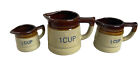 Vintage Amish Measuring Cup Set 1/4 1/2 and 1 Cup 3 Tone Brown Pottery