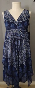 NWT Chico's Black Label Blue Paisley Hanky Handkerchief Dress Size .5 XS  New - Picture 1 of 6