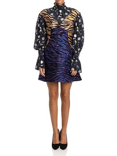 ABITO DA PASSERELLA TRAPEZIO KENZO NUOVO CON ETICHETTE $1400 36 38 S seta lana floreale animale patchwork