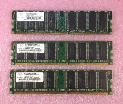 3 X 512MB NANYA DDR400 PC3200U NON-ECC MEMORY PC3200U-30330 - 1.5GB TOTAL - Image 1 of 2
