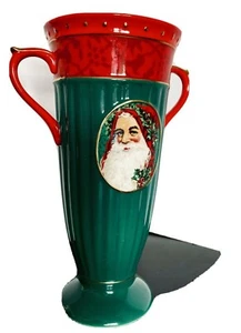 Burton & Burton Christmas  Vase John Grossman's Kris Kringle Ribbed Hobnail Used - Picture 1 of 5
