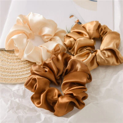 Women Satin Scrunchies Hair Bands Silk Scrunchie Ties Ponytail Holder Hair Rope - Image 1 of 4