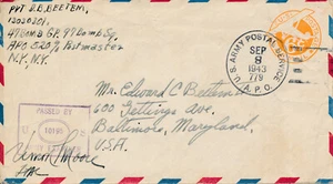 POSTAL HISTORY-FIRST DAY COVER-EVENT-ADVERTISING -1943 APO LETTER BALTIMORE MD - Picture 1 of 1