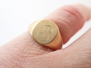 Vintage 10k Gelbgold gefüllt Siegelring Anfangsbuchstabe "S" rosa Bandring Größe 5 - Bild 1 von 5