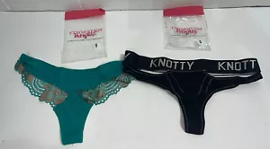 NWT! Super Cute Lot of 2 KNOTTY Panties Size Small Pretty Lace Strappy LOGO - Picture 1 of 11