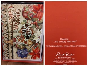 Punch Studio VINTAGE ORNAMENTS CHRISTMAS CARD TREE embellished NEW INDIVIDUAL  - Picture 1 of 4