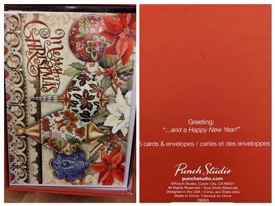 Punch Studio VINTAGE ORNAMENTS CHRISTMAS CARD TREE embellished NEW INDIVIDUAL  - Image 1 of 4