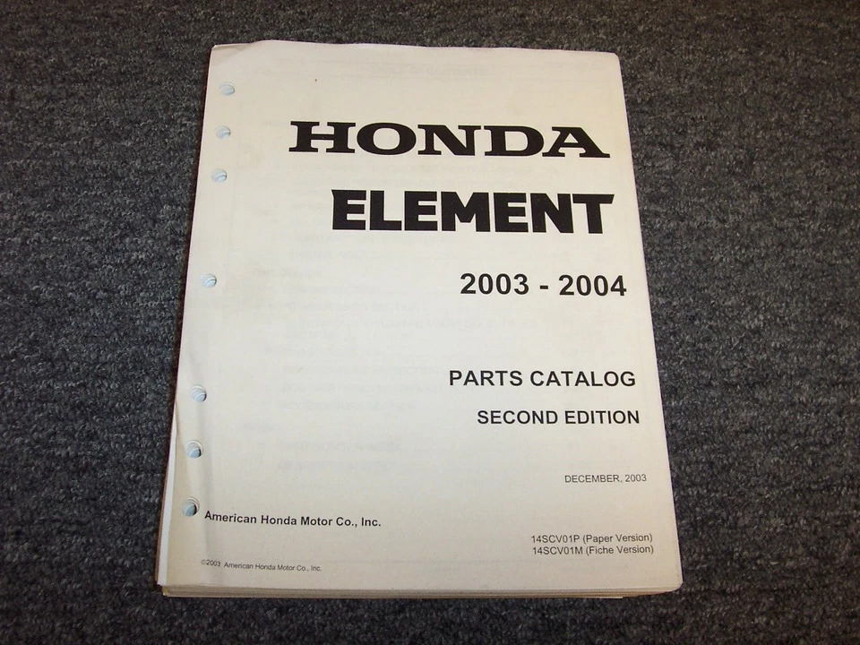 Руководство по каталогу заводских деталей для кроссовера Honda Element 2003-2004 годов выпуска DX EX 2,4 л - Изображение 1 из 1