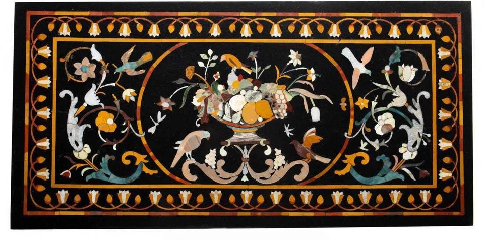 48" x 24" Marble Table Top Pietra Dura Handmade Inlay Work Home room Furniture - Image 1 of 1