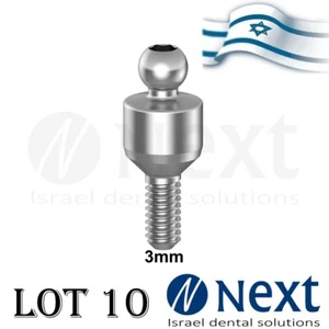 Menge x 10 Zahnkugelaufsatz Abutment innen Sechskant Titan 3 mm - Bild 1 von 5