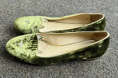 Charlotte Olympia Mujer Gatito Gato Pisos Mocasines Zapatos Verde Italia Talla 40 Foto 1 de 4
