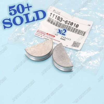 Cubierta de válvula de motor Toyota original OEM diámetro leva enchufe semicircular 11183-62010 x2 Foto 1 de 4