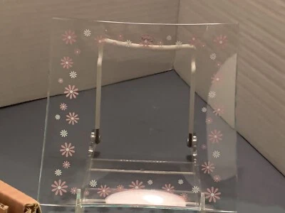 Pampered Chef Pink Daisy Dessert Glass Plates Set of 4 - 6" square NEW IN BOX - Image 1 of 4