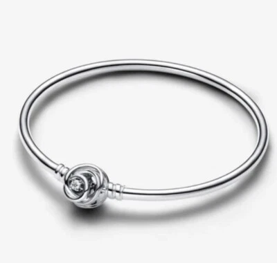 "PANDORA" BRACCIALE RIGIDO LIMITED EDITION 2024 ❤️🤍❤️🤍ARGENTO E ZIRCONIA 21CM! - Immagine 1 di 2