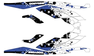 2024+ SEADOO SPARK TRIXX 3up graphics kit decals jet ski wrap Blue Line Flag - Picture 1 of 1
