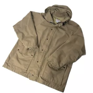 ORVIS Coat 80s Vintage GoreTex Rain Jacket Parka Fishing Brown Large XL - Picture 1 of 13