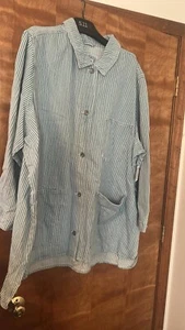 Old Navy Chore Utility Jean Denim Jacket Blue White Stripe Womens 4X NWT - Picture 1 of 5