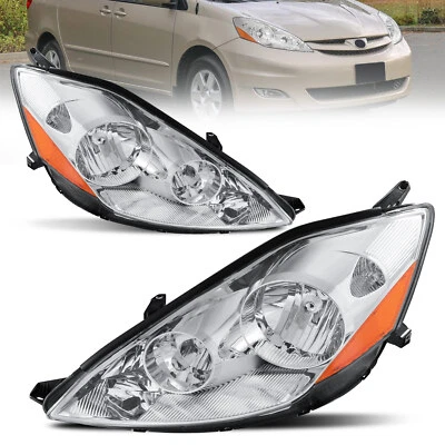 2 件镀铬前灯琥珀色转角适用于 2006 - 2010 年丰田 Sienna LH+RH — 第 1/4 张图片