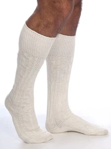 WHITE & BROWN MIX BAVARIAN SOCKS OKTOBERFEST / CAUSAL LEDERHOSEN SOCKS PAIRS - Picture 1 of 4
