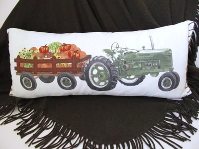 Tommy Bahama Vintage Tractor Pumpkin Wagon Throw Pillow Fall Thanksgiving Autumn - Image 1 of 4