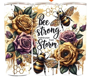 Taza de viaje aislada Bee Strong Through The Storm 20 oz - Imagen 1 de 3